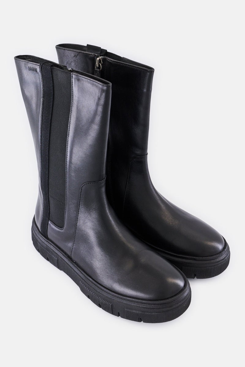 GEOX Women Isotte Zipper Closure Knee Length Boots, Black - Image 2